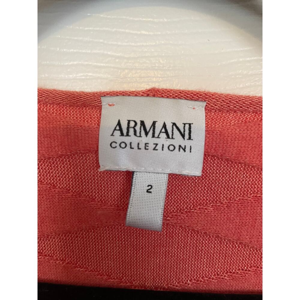 Armani Collezioni Womens Blouse Size 2 Orange Textured Diamond Geometric Scoop - Picture 3 of 9